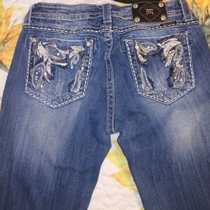 Miss Me Blue Cropped Ankle Jeans with Embellishments